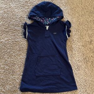 Navy Hooded Dress with Pocket